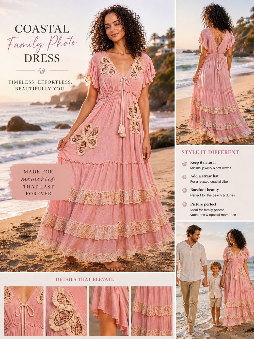 POL Embroidered Sequin Maxi Dress – Ruffle Trim Boho